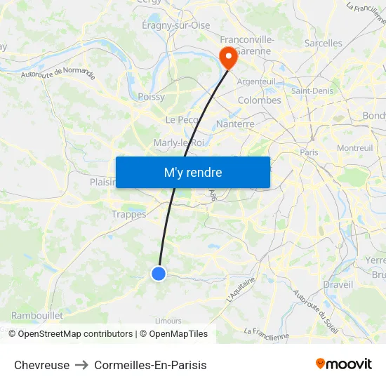Chevreuse to Cormeilles-En-Parisis map