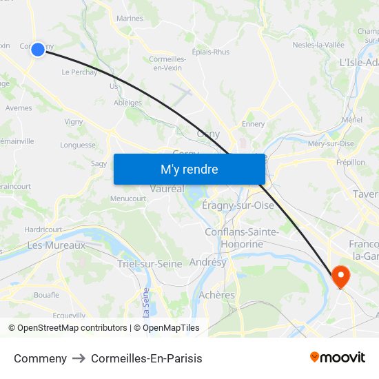 Commeny to Cormeilles-En-Parisis map