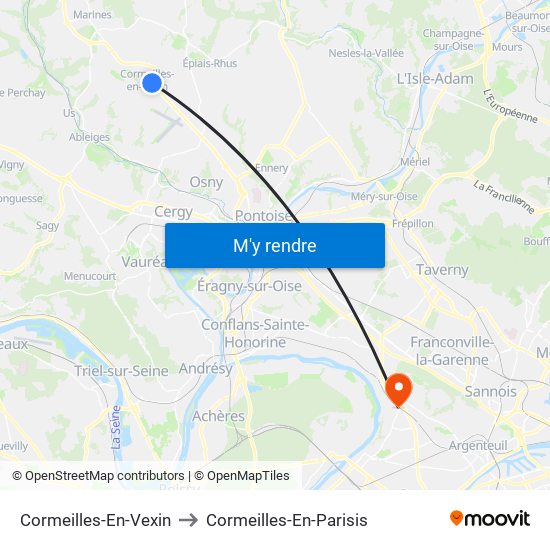 Cormeilles-En-Vexin to Cormeilles-En-Parisis map