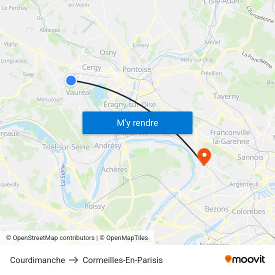 Courdimanche to Cormeilles-En-Parisis map