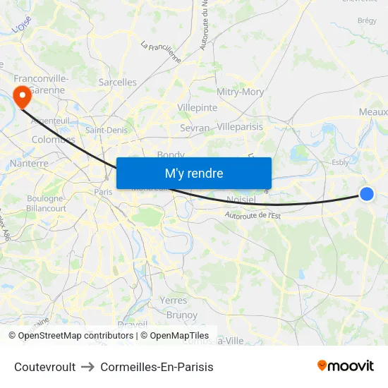 Coutevroult to Cormeilles-En-Parisis map