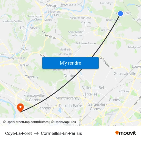 Coye-La-Foret to Cormeilles-En-Parisis map
