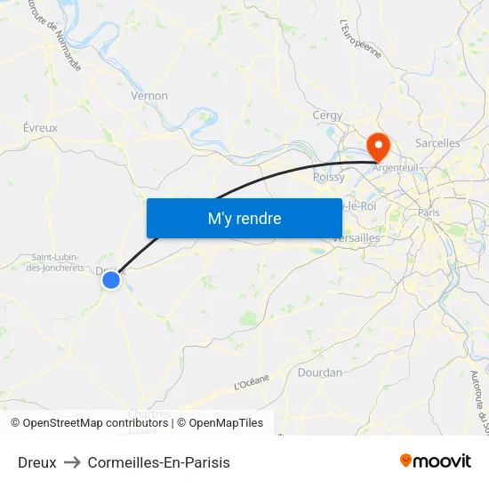 Dreux to Cormeilles-En-Parisis map