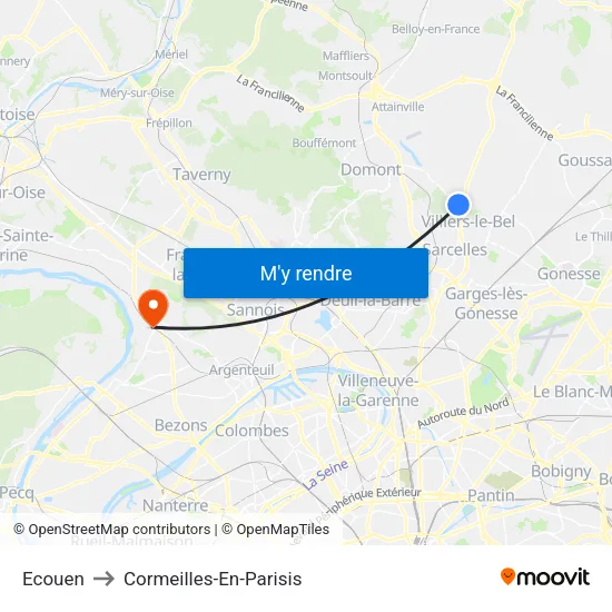 Ecouen to Cormeilles-En-Parisis map