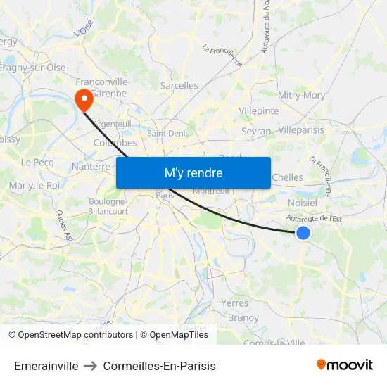 Emerainville to Cormeilles-En-Parisis map