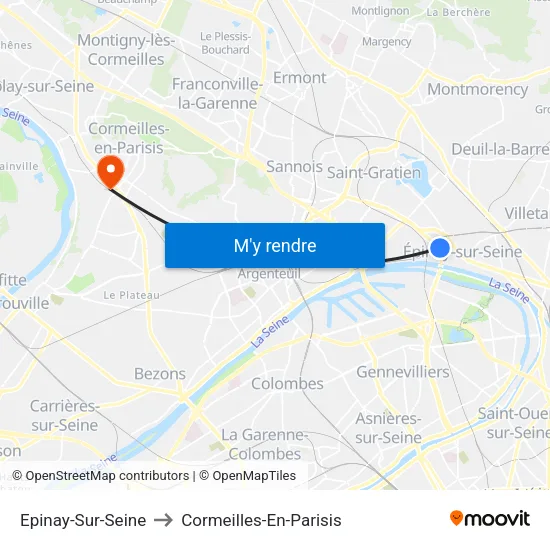 Epinay-Sur-Seine to Cormeilles-En-Parisis map