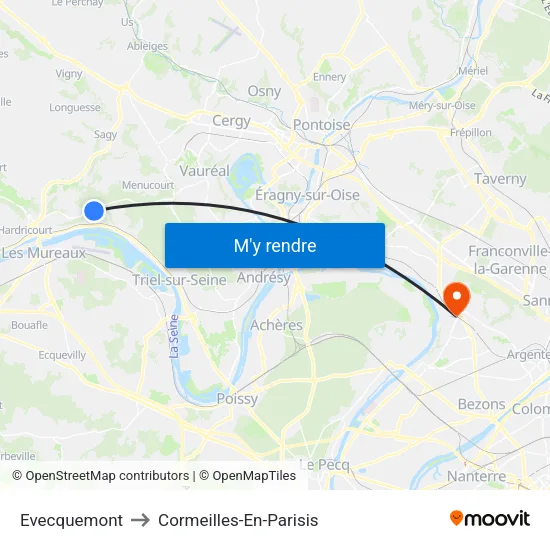 Evecquemont to Cormeilles-En-Parisis map
