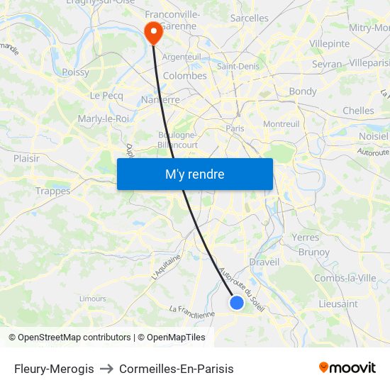 Fleury-Merogis to Cormeilles-En-Parisis map