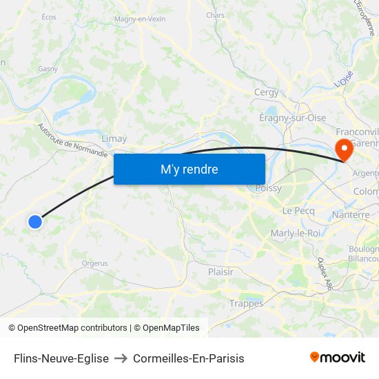 Flins-Neuve-Eglise to Cormeilles-En-Parisis map