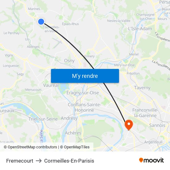 Fremecourt to Cormeilles-En-Parisis map