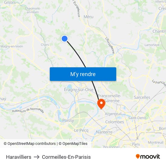 Haravilliers to Cormeilles-En-Parisis map