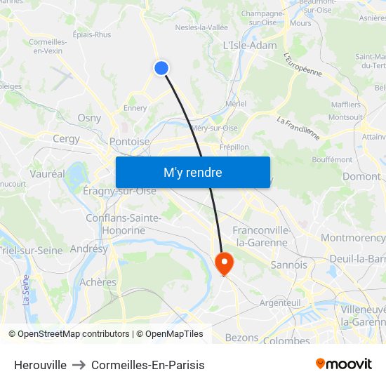 Herouville to Cormeilles-En-Parisis map