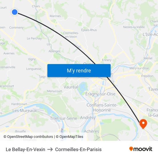 Le Bellay-En-Vexin to Cormeilles-En-Parisis map