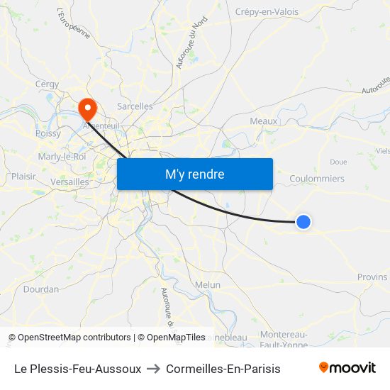 Le Plessis-Feu-Aussoux to Cormeilles-En-Parisis map