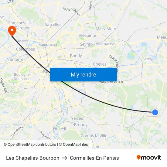 Les Chapelles-Bourbon to Cormeilles-En-Parisis map