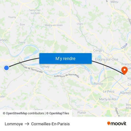 Lommoye to Cormeilles-En-Parisis map