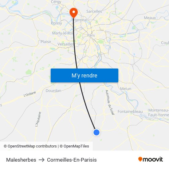 Malesherbes to Cormeilles-En-Parisis map