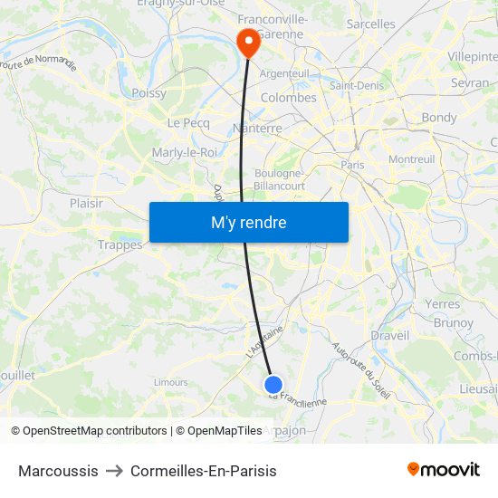 Marcoussis to Cormeilles-En-Parisis map