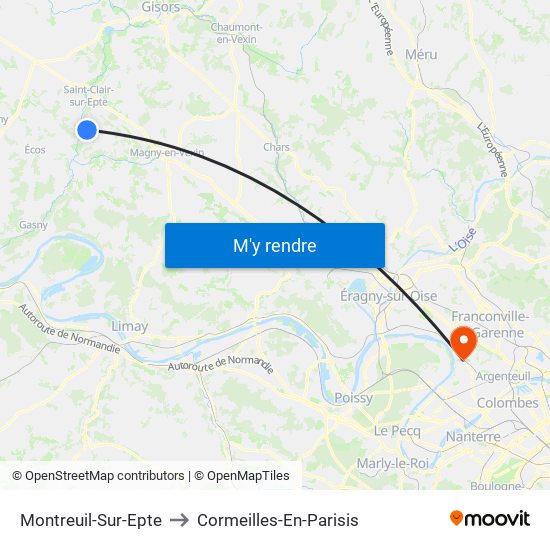 Montreuil-Sur-Epte to Cormeilles-En-Parisis map