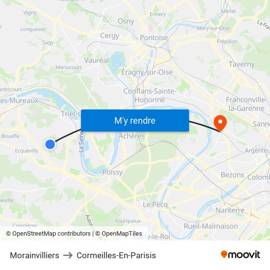 Morainvilliers to Cormeilles-En-Parisis map