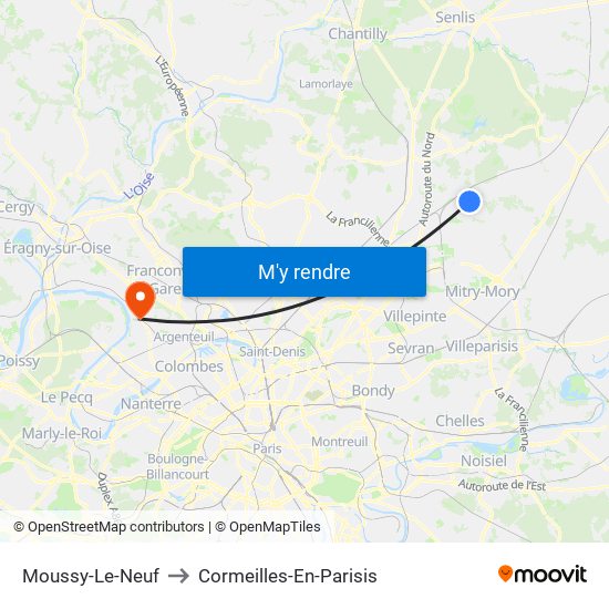 Moussy-Le-Neuf to Cormeilles-En-Parisis map