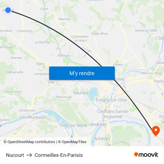 Nucourt to Cormeilles-En-Parisis map