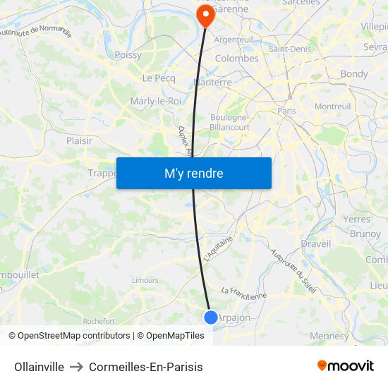 Ollainville to Cormeilles-En-Parisis map