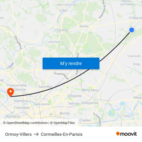 Ormoy-Villers to Cormeilles-En-Parisis map