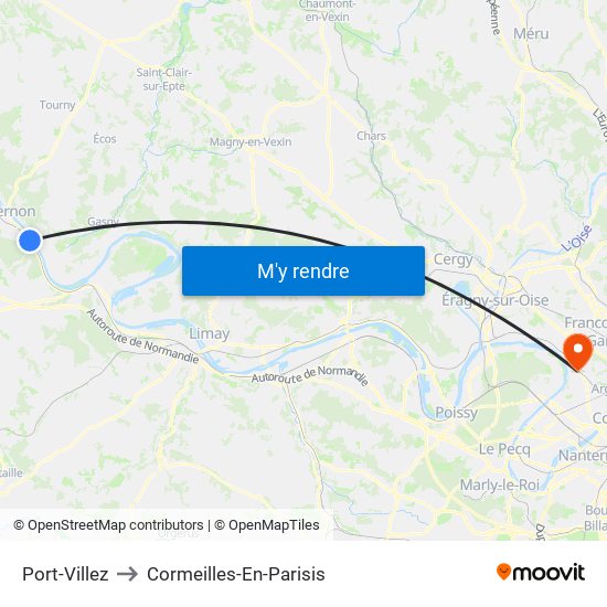 Port-Villez to Cormeilles-En-Parisis map