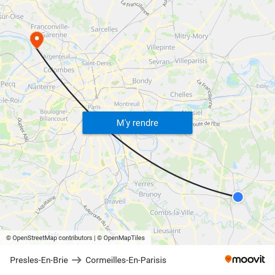 Presles-En-Brie to Cormeilles-En-Parisis map