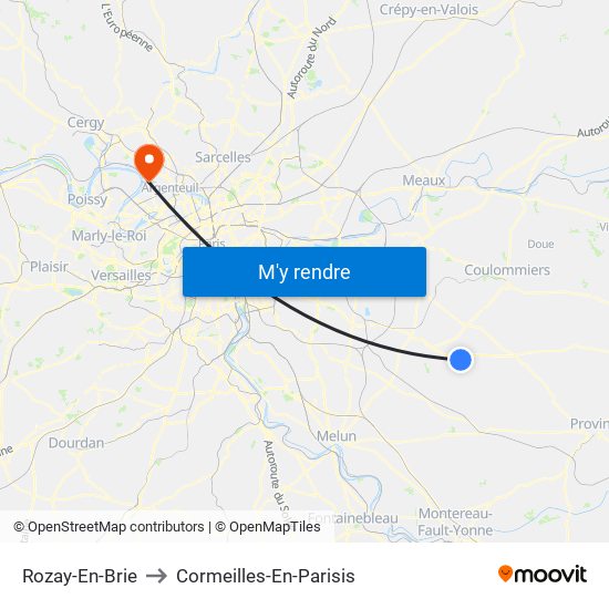 Rozay-En-Brie to Cormeilles-En-Parisis map