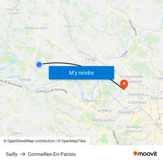 Sailly to Cormeilles-En-Parisis map