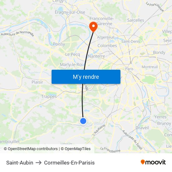 Saint-Aubin to Cormeilles-En-Parisis map