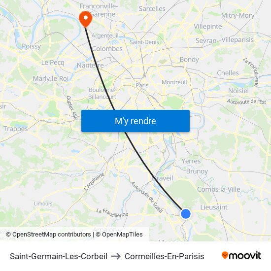 Saint-Germain-Les-Corbeil to Cormeilles-En-Parisis map