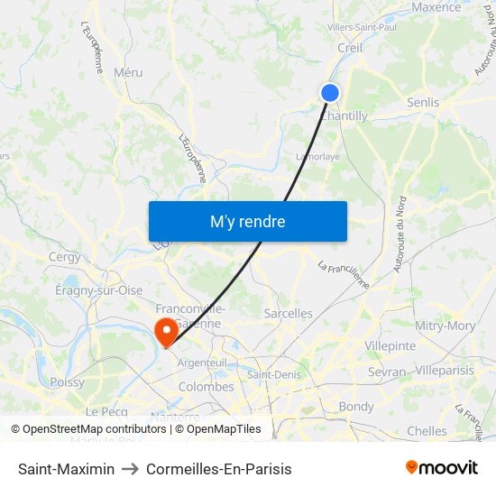 Saint-Maximin to Cormeilles-En-Parisis map