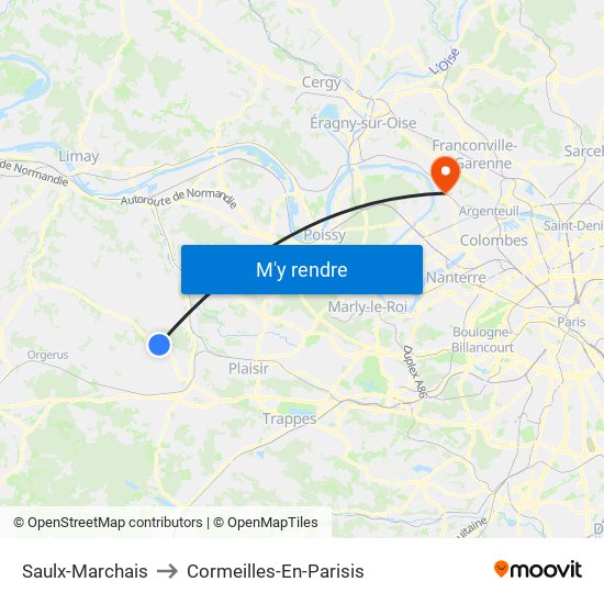 Saulx-Marchais to Cormeilles-En-Parisis map
