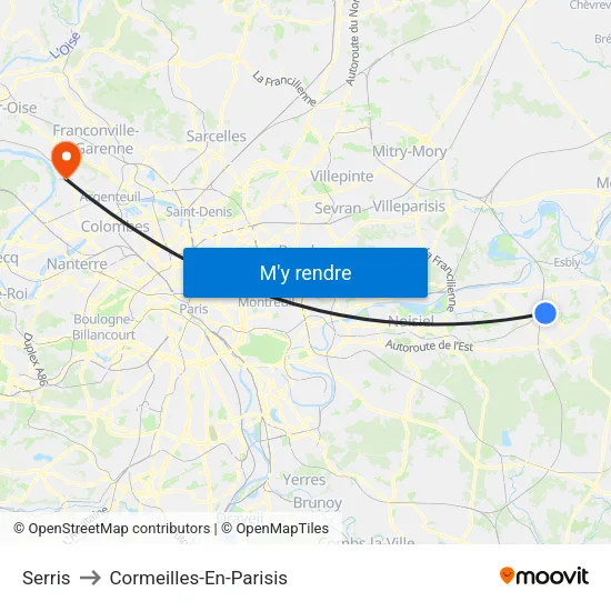 Serris to Cormeilles-En-Parisis map