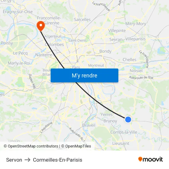 Servon to Cormeilles-En-Parisis map
