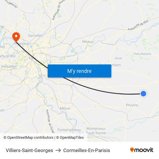 Villiers-Saint-Georges to Cormeilles-En-Parisis map