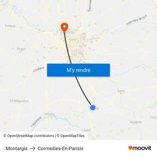 Montargis to Cormeilles-En-Parisis map