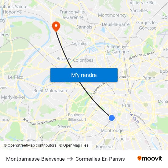Montparnasse-Bienvenue to Cormeilles-En-Parisis map