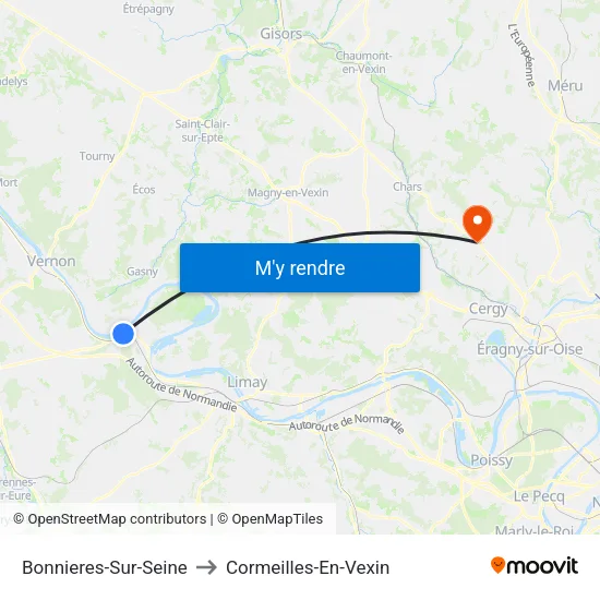 Bonnieres-Sur-Seine to Cormeilles-En-Vexin map