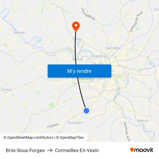 Briis-Sous-Forges to Cormeilles-En-Vexin map