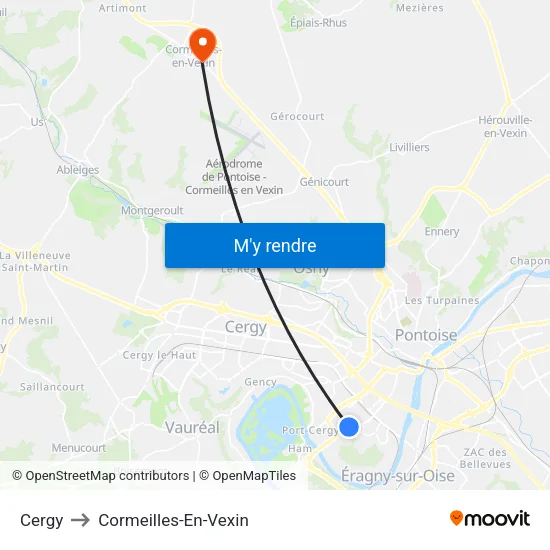 Cergy to Cormeilles-En-Vexin map