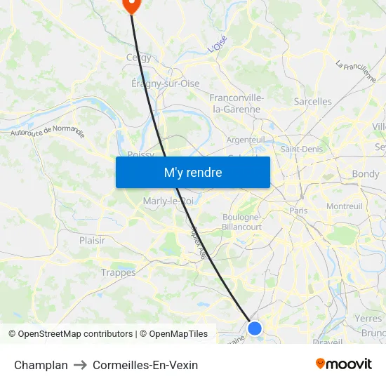 Champlan to Cormeilles-En-Vexin map