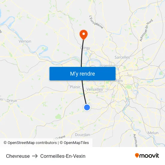Chevreuse to Cormeilles-En-Vexin map
