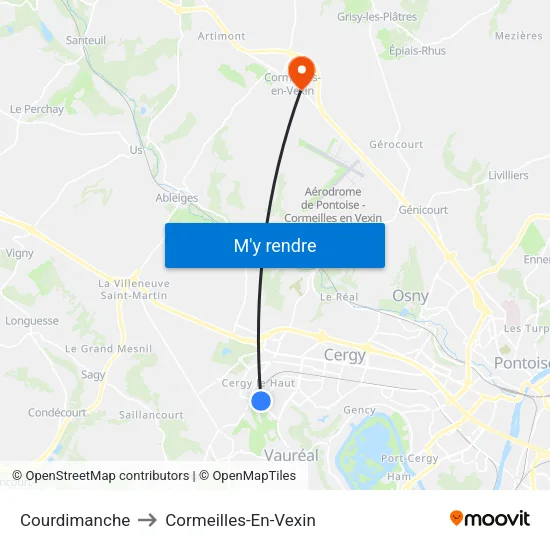 Courdimanche to Cormeilles-En-Vexin map