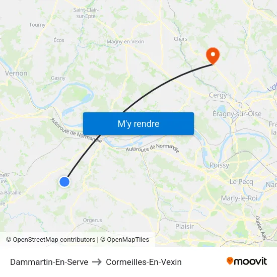 Dammartin-En-Serve to Cormeilles-En-Vexin map