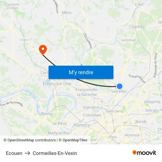 Ecouen to Cormeilles-En-Vexin map