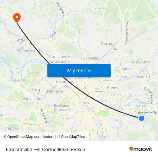 Emerainville to Cormeilles-En-Vexin map